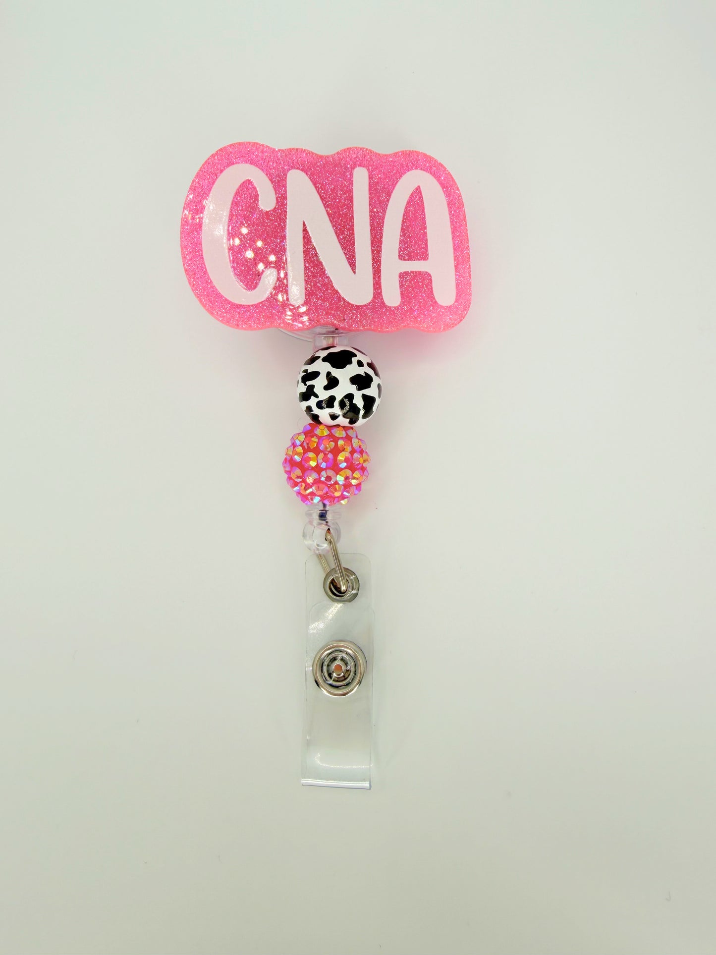 Pink and Cow Print Badge Reel