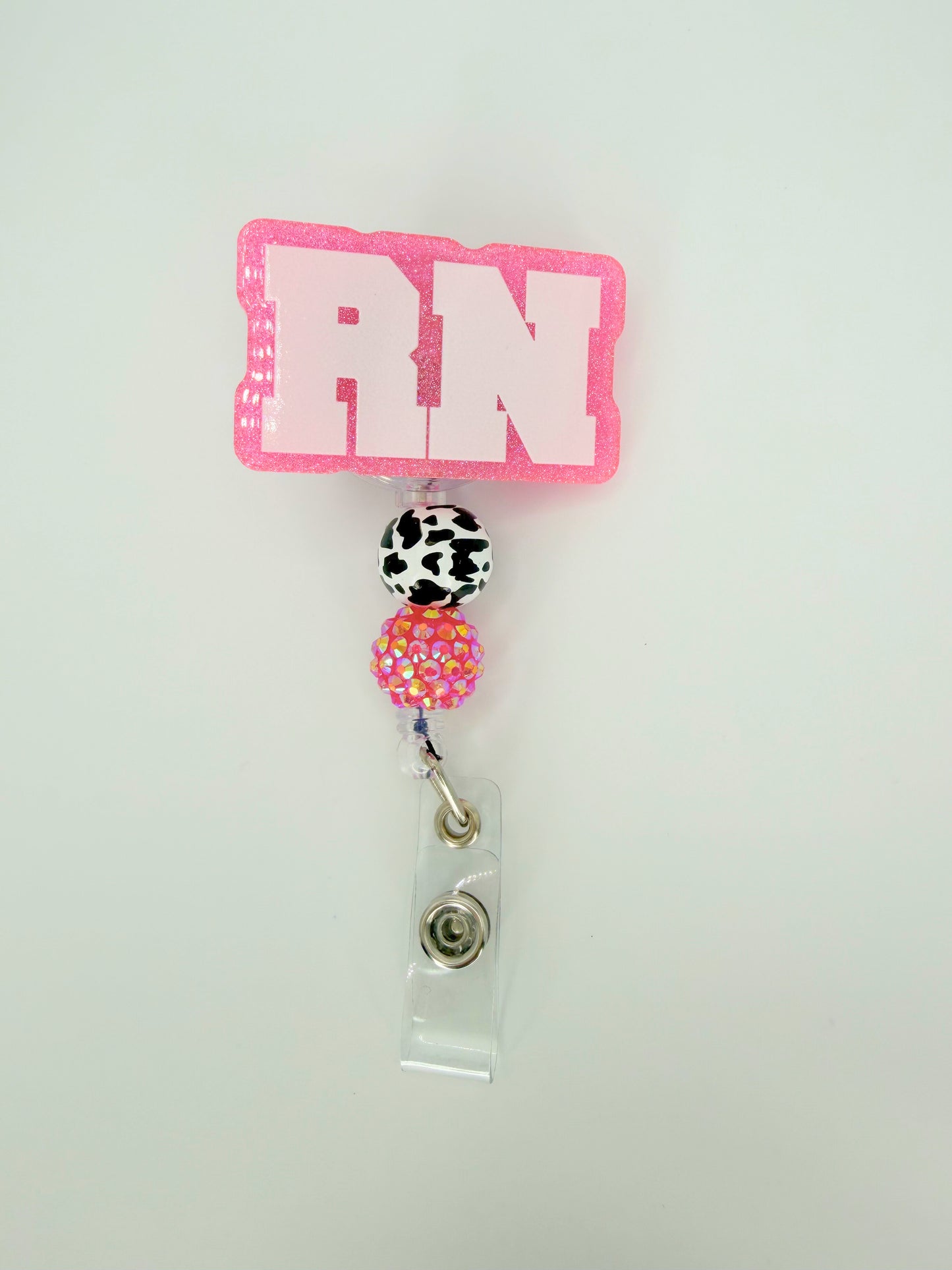 Pink and Cow Print Badge Reel