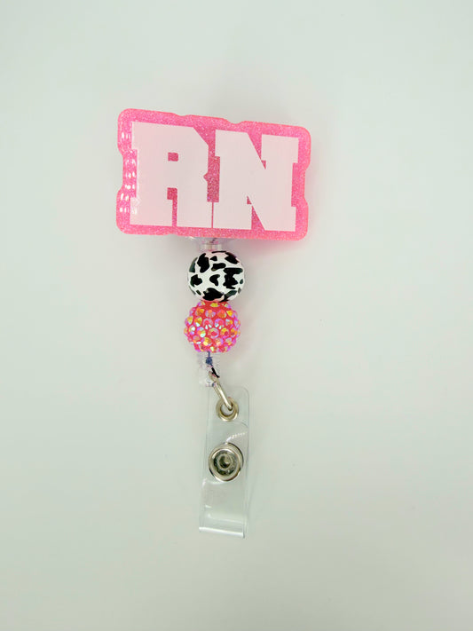 Pink and Cow Print Badge Reel