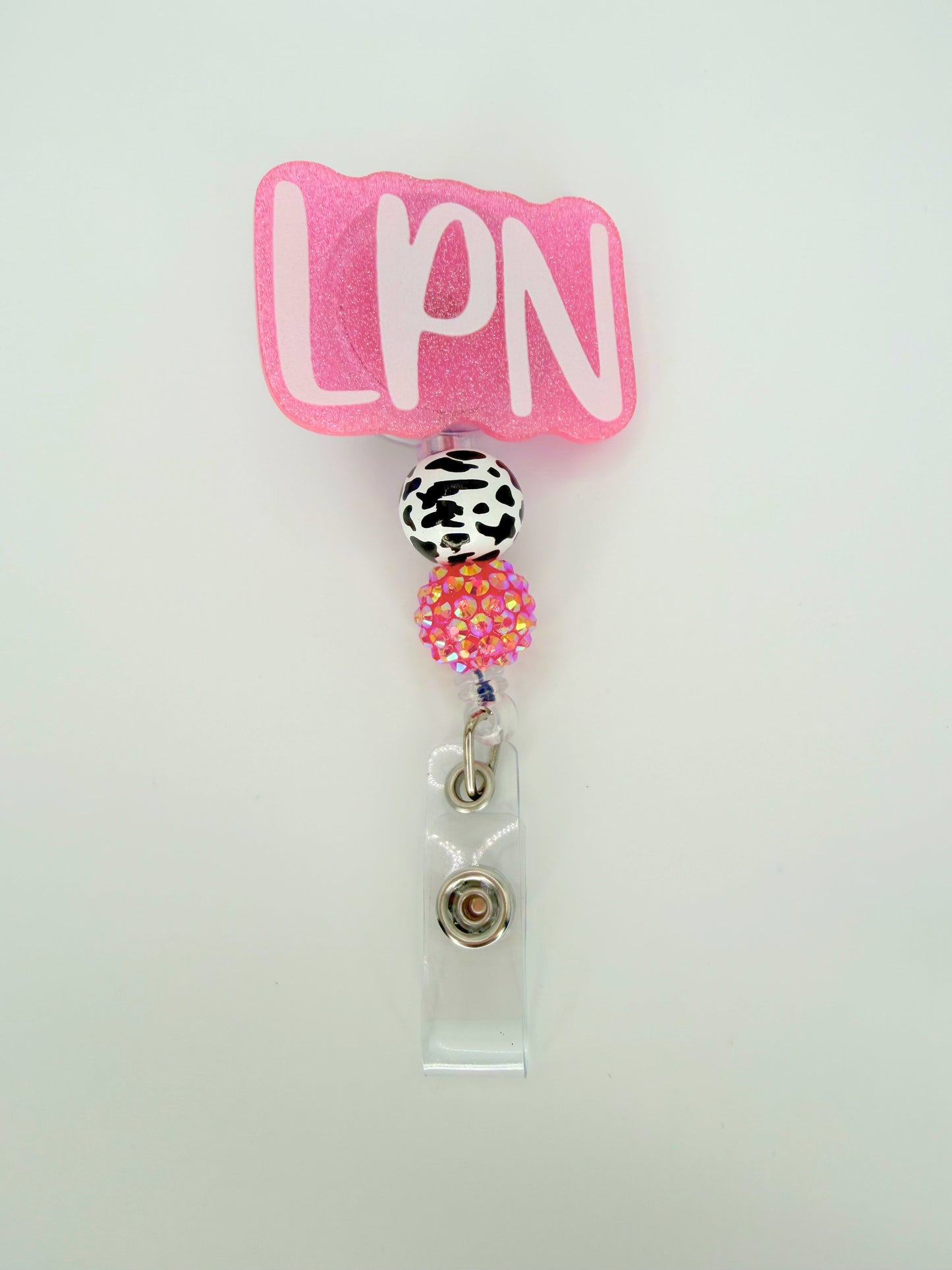 Pink and Cow Print Badge Reel