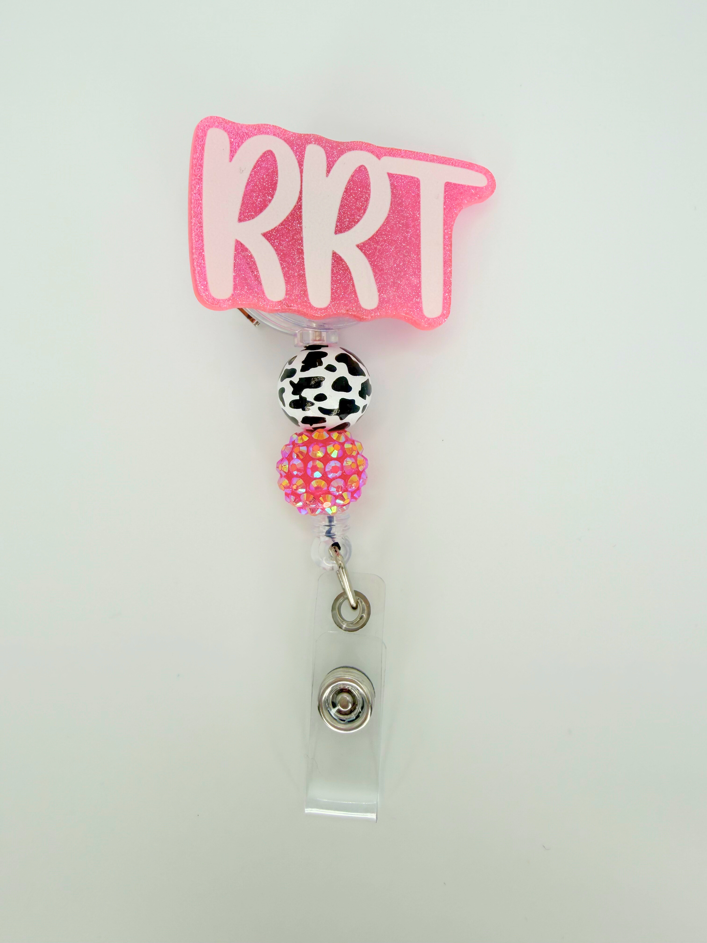 Pink and Cow Print Badge Reel